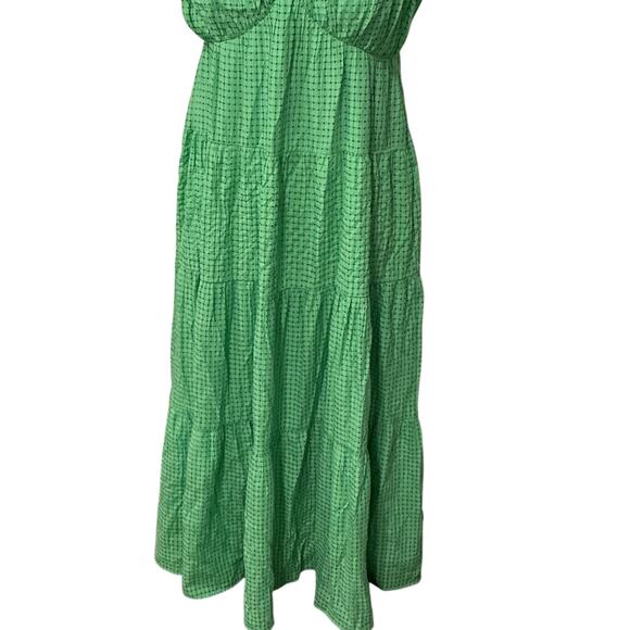 THML Woman’s Green Tiered Flowy Sleeveless Gingham Maxi Dress Size Medium - Picture 4 of 10